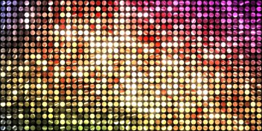 Parlayan ışıklar siyah arka planda parti izleri. Sahne veya stadyum ışıklarının dijital illüstrasyonu. Parlak desenli duvar kağıdı. Sahne ışıkları ile renkli ışıkların ihtişamlı arkaplanı.