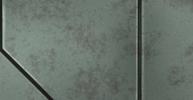 Gelecekçi kavramsal tasarım arka planı. Uzay gemisi desenli duvar kağıdı. Fırçalanmış teknoloji şablonu yüzeyi. Üç boyutlu illüstrasyon. SciFi panelleri duvar.