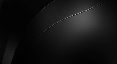 Siyah kıvrımlı yüzey. 3 boyutlu illüstrasyon. Soyut fütüristik geçmiş. Minimalist geometrik kapak tasarımı. Çarpık siyah çizgiler. Lüks dokuma duvar kağıdı. Zarif arkaplan.