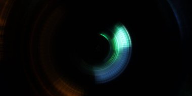 Parlayan neon ışıkları. Parlak sunum tasarım şablonu. Fotoğraf makinesi konsepti. Soyut arkaplan. Dönen ışık ışınları. Hareketli kavramsal duvar kağıdı. Grafik dijital illüstrasyon. 