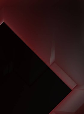 Geometrik dinamik şekiller. Gölgeli teknoloji dijital şablonu ve gradyan arka planda ışıklar. Modern basit geometrik renk gradyanı soyut arkaplan. 3B illüstrasyon. 