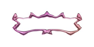 Üç boyutlu metalik illüstrasyon. Beyaz arka planda izole edilmiş fantezi çerçevesi. Davetiyeler, posterler, menü, hatıra defteri ve sunum için mükemmel. Metnin için şablon.