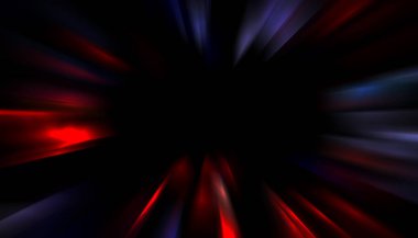 Siyah arkaplanda izole edilmiş dinamik ışık ışınları. Parlayan renkli ışık parçacıklarının grafiksel 2d çizimi.