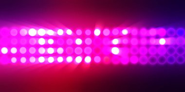 Parlak desenli duvar kağıdı. Sahne ışıkları olan renkli ışıkların ihtişamlı arkaplanı. Parlayan ışıklar siyah arka planda parti izleri. Sahne veya stadyum ışıklarının dijital illüstrasyonu. 