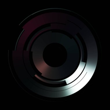 Gelecekçi hud arayüzü elementi. Soyut geometrik arkaplan. Dijital teknolojinin grafiksel çizimi siyah arkaplanda izole edildi..