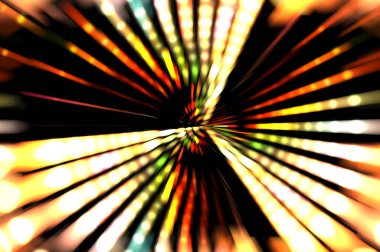 Siyah arkaplanda dönen ışık gösterisi. Lüks çizgiler. Parlak kıvrımlı duvar kağıdı. Uzay tüneli. Dönen ışık çemberi ya da maytap izi. Parlak konsept çizimi.