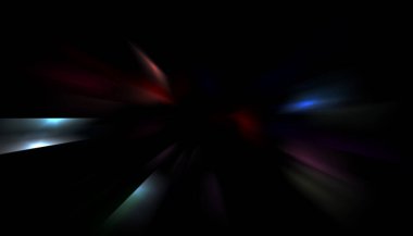 Parlayan ışıkları hareket ettirmenin havalı arka planı. Tasarımınız için canlı renkli bir portal şablonu. Işık ışınları ve hareket halindeki ışıldayan parçacıklar bir solucan deliği şekli oluşturuyor..