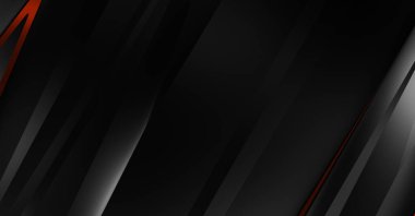 Metin için kopyalama alanı olan soyut siyah paneller. Üç boyutlu illüstrasyon. Renkli ışık özellikli koyu renk tasarım şablonu. Zarif geometrik parlak çizgili arka plan. Minimalist geometrik kapak grafiği.