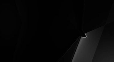 Lüks minimalist tasarım. Fütürist şablon. Karanlık elementleri olan birinci sınıf soyut duvar kâğıdı. Zarif bir zemin. Siyah üç boyutlu geometrik arkaplan. Poster, broşür, sunum için tasarım.