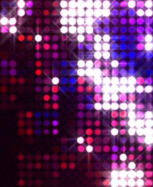 Parlak desenli duvar kağıdı. Sahne ışıkları olan renkli ışıkların ihtişamlı arkaplanı. Parlayan ışıklar siyah arka planda parti izleri. Sahne veya stadyum ışıklarının dijital illüstrasyonu. 