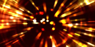 Parlayan ışıkları hareket ettirmenin havalı arka planı. Tasarımınız için canlı renkli bir portal şablonu. Işık ışınları ve hareket halindeki ışıldayan parçacıklar bir solucan deliği şekli oluşturuyor..