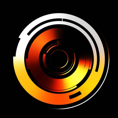 Gelecekçi hud arayüzü elementi. Soyut geometrik arkaplan. Dijital teknolojinin grafiksel çizimi siyah arkaplanda izole edildi..