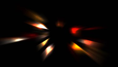 Parlayan ışıkları hareket ettirmenin havalı arka planı. Tasarımınız için canlı renkli bir portal şablonu. Işık ışınları ve hareket halindeki ışıldayan parçacıklar bir solucan deliği şekli oluşturuyor..