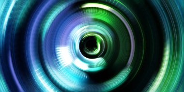 Fotoğraf makinesi konsepti. Soyut arkaplan. Dönen ışık ışınları. Hareketli kavramsal duvar kağıdı. Grafik dijital illüstrasyon. Parlayan neon ışıkları. Parlak sunum tasarım şablonu.