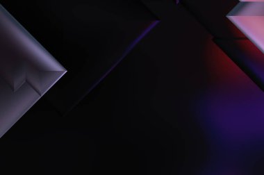 Geometrik dinamik şekiller. Gölgeli teknoloji dijital şablonu ve gradyan arka planda ışıklar. Modern basit geometrik renk gradyanı soyut arkaplan. 3B illüstrasyon. 