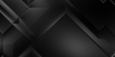 Siyah üç boyutlu geometrik arkaplan. Moda lüks minimalist tasarım. Geometrik şablon. Karanlık elementleri olan birinci sınıf soyut duvar kâğıdı. Poster, broşür, sunum, web sitesi için özel tasarım.