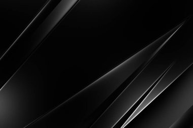 Geometrik katmanlı 3 boyutlu siyah arkaplan. Soyut koyu fütüristik duvar kağıdı. Zarif, parlak çizgili arka plan. Poster, broşür, sunum ve web sitesi için geometrik şablon tasarımı.