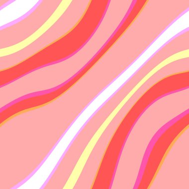 Renkli, dikişsiz şerit deseni. Soyut yüzey arkaplanı. Renkli duvar kağıtları. Retro parlak minimalist malzeme. Tekstil baskısı. Dekoratif motif.