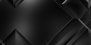 Siyah üç boyutlu geometrik arkaplan. Moda lüks minimalist tasarım. Geometrik şablon. Karanlık elementleri olan birinci sınıf soyut duvar kâğıdı. Poster, broşür, sunum, web sitesi için özel tasarım.