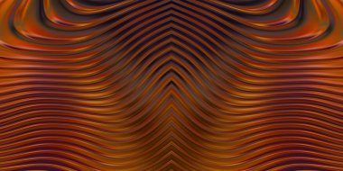 Renkli dalgalı yansıtıcı duvar kağıdının üç boyutlu çizimi. Duvar kağıdı, afiş, arkaplan, kart, kitap kapağı veya web sitesi için grafiksel illüstrasyon. Soyut parlak arkaplan.