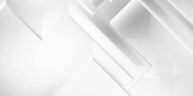 Beyaz 3d geometrik arka plan. Karanlık elementleri olan birinci sınıf soyut duvar kâğıdı. Poster, broşür, sunum ve web sitesi için özel tasarım. Moda lüks minimalist tasarım. Geometrik şablon. 