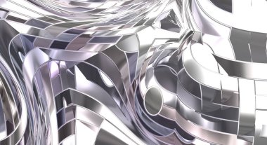 Metalik panel dokusunun 3 boyutlu çizimi. Renkli, parlak, soyut duvar kağıdı. Geometrik teknolojik parlak yansıtıcı arka plan. Yaratıcı parlak kavramsal arkaplan.