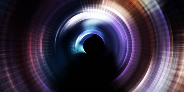 Parlayan neon ışıkları. Parlak sunum tasarım şablonu. Fotoğraf makinesi konsepti. Soyut arkaplan. Dönen ışık ışınları. Hareketli kavramsal duvar kağıdı. Grafik dijital illüstrasyon. 