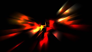 Parlayan ışıkları hareket ettirmenin havalı arka planı. Tasarımınız için canlı renkli bir portal şablonu. Işık ışınları ve hareket halindeki ışıldayan parçacıklar bir solucan deliği şekli oluşturuyor..