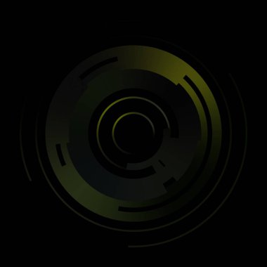 Gelecekçi hud arayüzü elementi. Soyut geometrik arkaplan. Dijital teknolojinin grafiksel çizimi siyah arkaplanda izole edildi..