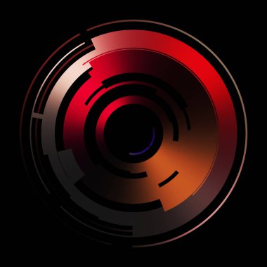 Gelecekçi hud arayüzü elementi. Soyut geometrik arkaplan. Dijital teknolojinin grafiksel çizimi siyah arkaplanda izole edildi..