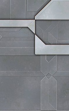 Katmanlı paneller. Fütürist soyut duvar kağıdı. Geometrik teknolojik yansıtıcı arka plan 3D metalik doku. Uzay gemisi desen yüzeyi.