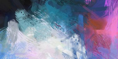 Soyut arkaplanda pürüzlü fırça darbeleri. Fırça boyası. Renkli boya darbeleri. Eşsiz duvar sanatı. Tuvaldeki modern sanat. Renkli çağdaş sanat eserleri.