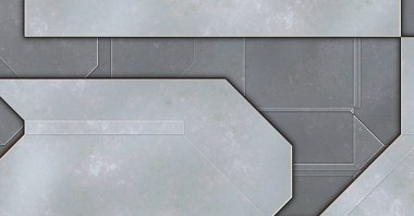 Katmanlı paneller. Fütürist soyut duvar kağıdı. Geometrik teknolojik yansıtıcı arka plan 3D metalik doku. Uzay gemisi desen yüzeyi.