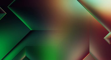 3 boyutlu illüstrasyon. Moda, basit geometrik renk gradyan arkaplan. Geometrik dinamik şekiller. Gölgeli teknoloji dijital şablonu ve gradyan arkaplanda ışıklar.  