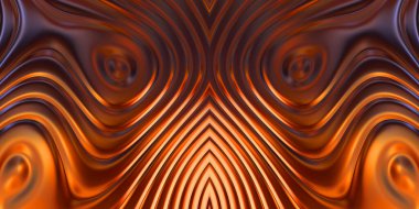 Renkli dalgalı yansıtıcı duvar kağıdının üç boyutlu çizimi. Duvar kağıdı, afiş, arkaplan, kart, kitap kapağı veya web sitesi için grafiksel illüstrasyon. Soyut parlak arkaplan.