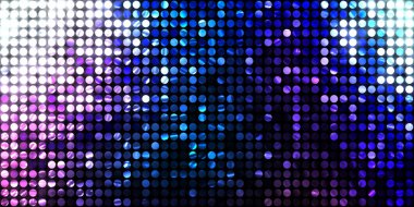 Parlayan ışıklar siyah arka planda parti izleri. Sahne veya stadyum ışıklarının dijital illüstrasyonu. Parlak desenli duvar kağıdı. Sahne ışıkları ile renkli ışıkların ihtişamlı arkaplanı.