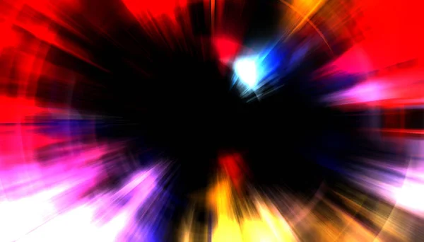 Spektakulært Lysshow Fargerik Vibrerende Partikkeleksplosjon Med Glødende Lysstråler Flerfargede Stjerneeksplosjoner – stockfoto