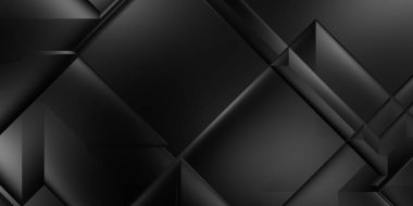 Siyah üç boyutlu geometrik arkaplan. Moda lüks minimalist tasarım. Geometrik şablon. Karanlık elementleri olan birinci sınıf soyut duvar kâğıdı. Poster, broşür, sunum, web sitesi için özel tasarım.