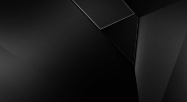Lüks minimalist tasarım. Fütürist şablon. Karanlık elementleri olan birinci sınıf soyut duvar kâğıdı. Zarif bir zemin. Siyah üç boyutlu geometrik arkaplan. Poster, broşür, sunum için tasarım.
