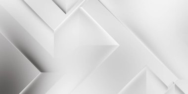 Beyaz 3d geometrik arka plan. Karanlık elementleri olan birinci sınıf soyut duvar kâğıdı. Poster, broşür, sunum ve web sitesi için özel tasarım. Moda lüks minimalist tasarım. Geometrik şablon. 