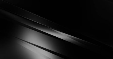 Geometrik katmanlı 3 boyutlu siyah arkaplan. Soyut koyu fütüristik duvar kağıdı. Zarif, parlak çizgili arka plan. Poster, broşür, sunum ve web sitesi için geometrik şablon tasarımı.