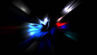 Parlayan ışıkları hareket ettirmenin havalı arka planı. Tasarımınız için canlı renkli bir portal şablonu. Işık ışınları ve hareket halindeki ışıldayan parçacıklar bir solucan deliği şekli oluşturuyor..