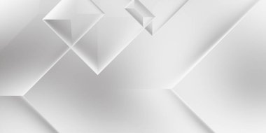 Beyaz 3d geometrik arka plan. Karanlık elementleri olan birinci sınıf soyut duvar kâğıdı. Poster, broşür, sunum ve web sitesi için özel tasarım. Moda lüks minimalist tasarım. Geometrik şablon. 