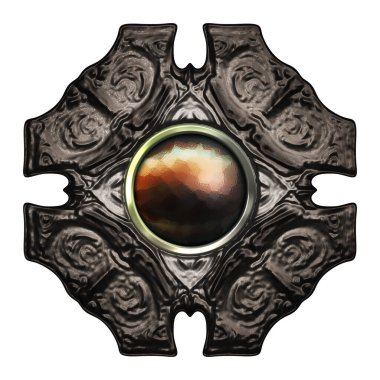 Beyaz arka planda izole bir mücevher. Mücevherli bir fantezi mücevherin 3 boyutlu görüntüsü. Masal elementi. Lüks grafik duvar kağıdı.