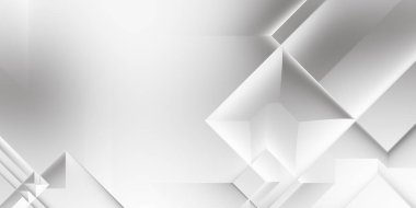 Beyaz 3d geometrik arka plan. Karanlık elementleri olan birinci sınıf soyut duvar kâğıdı. Poster, broşür, sunum ve web sitesi için özel tasarım. Moda lüks minimalist tasarım. Geometrik şablon. 