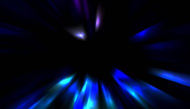 Siyah arkaplanda izole edilmiş dinamik ışık ışınları. Parlayan renkli ışık parçacıklarının grafiksel 2d çizimi.