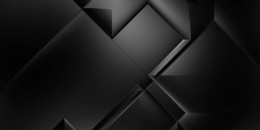 Siyah üç boyutlu geometrik arkaplan. Moda lüks minimalist tasarım. Geometrik şablon. Karanlık elementleri olan birinci sınıf soyut duvar kâğıdı. Poster, broşür, sunum, web sitesi için özel tasarım.