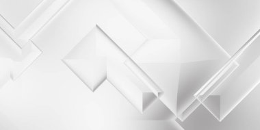 Beyaz 3d geometrik arka plan. Karanlık elementleri olan birinci sınıf soyut duvar kâğıdı. Poster, broşür, sunum ve web sitesi için özel tasarım. Moda lüks minimalist tasarım. Geometrik şablon. 
