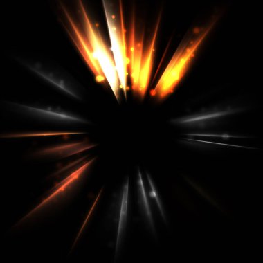 Işık huzmeleri ve parlayan parçacıkların kesiştiği güzel bir zemin. Canlı renkli ışıkların duvar kâğıdı. Parlak ışık görüntüsü.