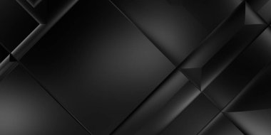Siyah üç boyutlu geometrik arkaplan. Moda lüks minimalist tasarım. Geometrik şablon. Karanlık elementleri olan birinci sınıf soyut duvar kâğıdı. Poster, broşür, sunum, web sitesi için özel tasarım.